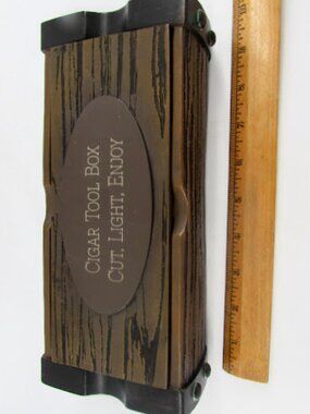 Lotus Faux Wood Cigar Resin Tool Box Desk Accessory 2 Piece Cut, Light, Enjoy.